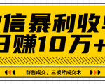 微信暴利收单日赚10万+，IP精准流量黑洞与三板斧成交术帮助你迅速步入正轨（完结）-沐风资源库