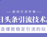 狼叔今日头条引流技术3.0，打造爆款稳定引流的玩法，VLOG引流技术-沐风资源库