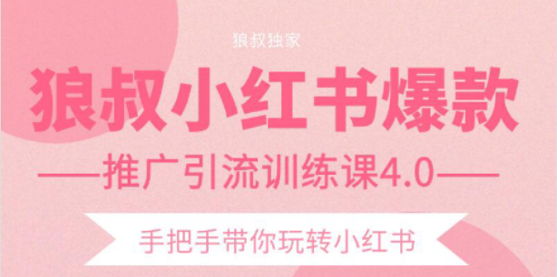 狼叔小红书爆款推广引流训练课4.0，手把手带你玩转小红书-沐风资源库
