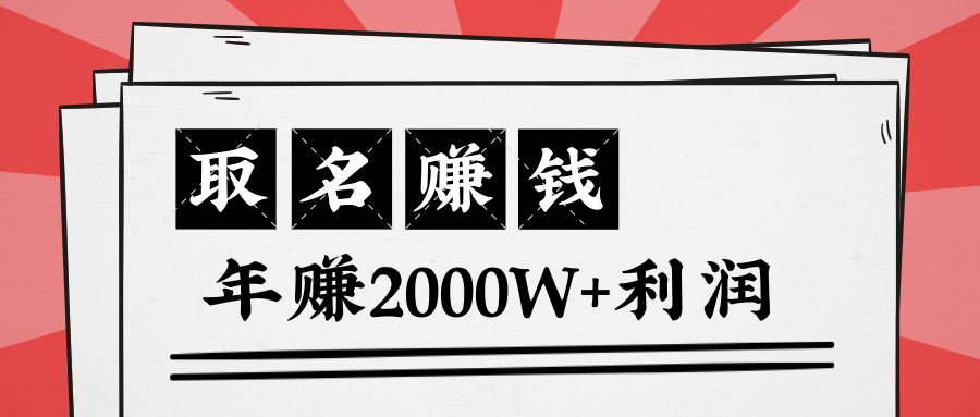 王通：不要小瞧任何一个小领域，取名技能也能快速赚钱，年赚2000W+利润-沐风资源库