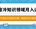 抖音冷知识领域月入过万项目，不适宜公开解决方案 ，抖音赚钱方式大解析！-沐风资源库