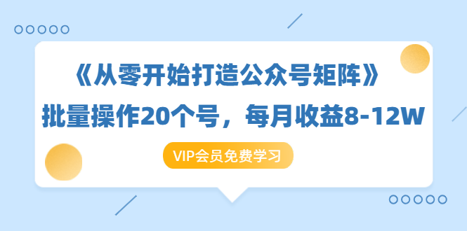 《从零开始打造公众号矩阵》批量操作20个号，每月收益大概8-12W（44节课）-沐风资源库