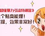 《小红书超级暴力引流特训营》随便发个贴变能爆，详细实操，效果非常好！-沐风资源库