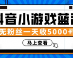 赚钱计划：抖音小游戏蓝海项目，无粉丝一天收入5000+-沐风资源库