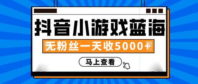 赚钱计划：抖音小游戏蓝海项目，无粉丝一天收入5000+-沐风资源库