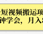 操作性非常强的头条号短视频搬运项目，3分钟学会，轻松月入8000+-沐风资源库