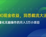 单日500现金收益，洞悉截流大法，一个批量化无脑操作的月入3万小项目-沐风资源库