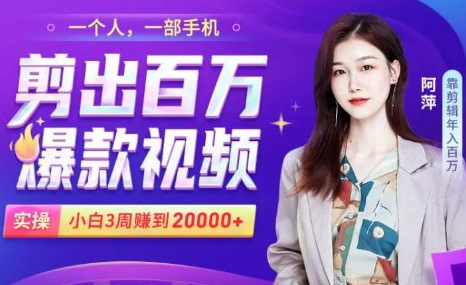小白易上手的手机剪辑赚钱课，抓住短视频风口月赚2万+-沐风资源库