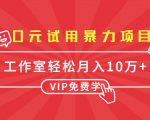 0元试用暴力项目：一个员工每天佣金单500到1000，工作室月入10万+-沐风资源库