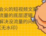 只说话就会火的短视频文案课，从根本上解决没流量的问题-沐风资源库