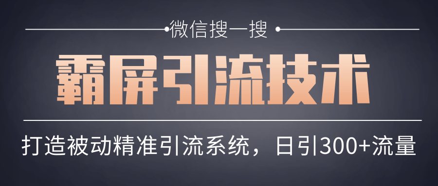 微信搜一搜霸屏引流技术，打造被动精准引流系统，轻松日引300+流量-沐风资源库
