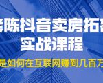 老陈抖音卖房拓客实战课程，他是如何在互联网赚到几百万的？价值1999元-沐风资源库
