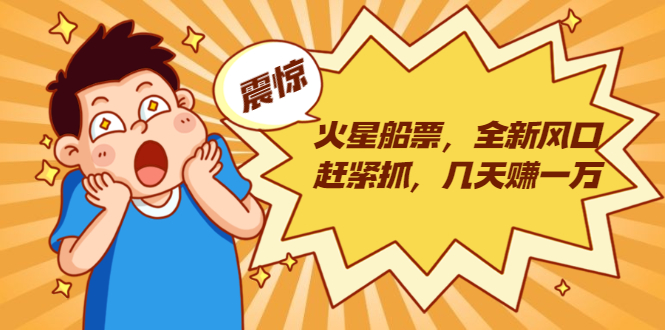 火星船票，全新风口赶紧抓，几天赚一万+摆地摊卖尾货月入一万（5个项目）-沐风资源库