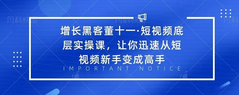 增长黑客董十一·短视频底层实操课，从短视频新手变成高手-沐风资源库