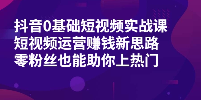 抖音0基础短视频实战课，短视频运营赚钱新思路，零粉丝也能助你上热门-沐风资源库