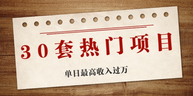 30套热门项目：单日最高收入过万 (网赚项目、朋友圈、涨粉套路、抖音、快手)等-沐风资源库