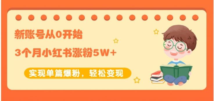 生财小红书涨粉变现：新账号从0开始3个月小红书涨粉5W+实现单篇爆粉-沐风资源库