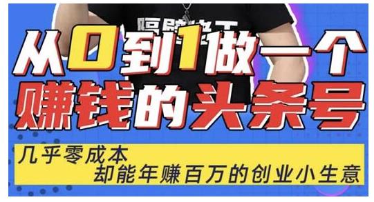 佬王·从0到1做一个赚钱的头条号，几乎零成本，却能年赚百万的创业项目-沐风资源库