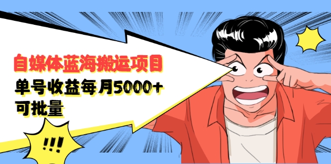 自媒体蓝海搬运项目：单号收益每月基本都可以达到5000+，可批量-沐风资源库