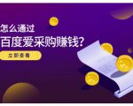 大王·怎么通过百度爱采购赚钱，已经通过百度爱采购完成200多万的销量-沐风资源库