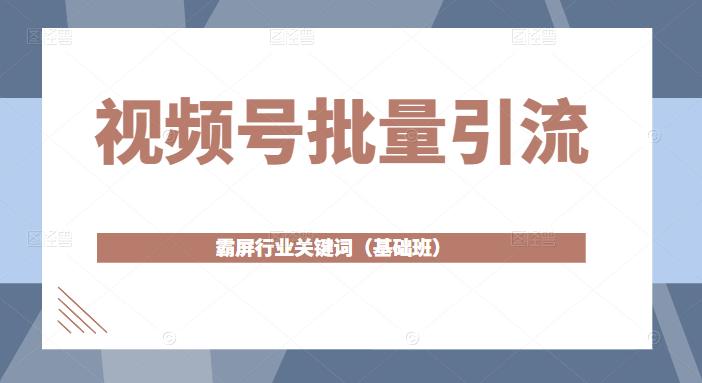 视频号批量引流，霸屏行业关键词（基础班）全面系统讲解视频号玩法-沐风资源库