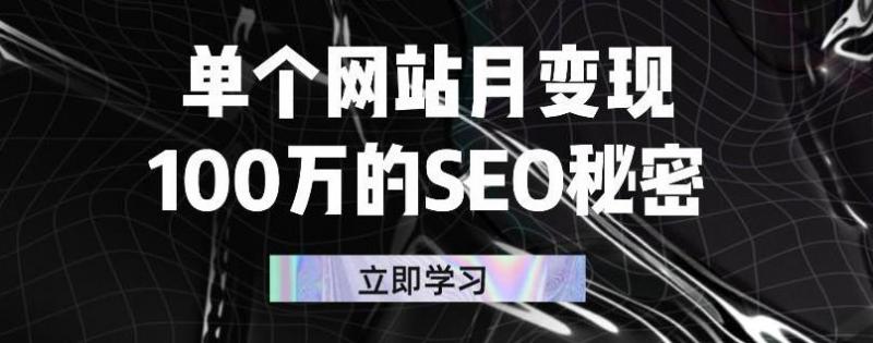 单个网站月变现100万的SEO秘密，百分百做出赚钱站点-沐风资源库
