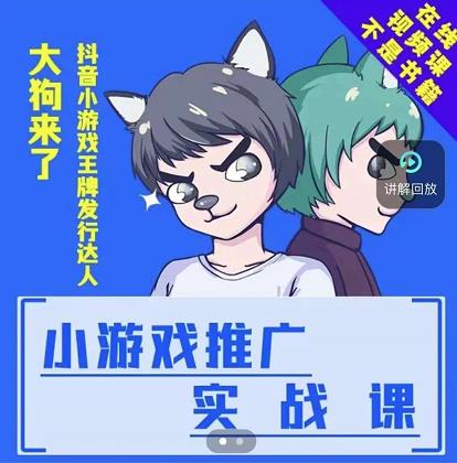 大狗来了：小游戏推广实战课，带你搭建一个游戏推广变现账号-沐风资源库