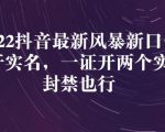 2022抖音最新风暴新口子：多开实名，一整开两个实名，封禁也行-沐风资源库