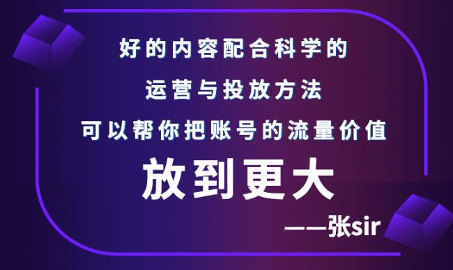 张sir账号流量增长课，告别海王流量，让你的流量更精准-沐风资源库