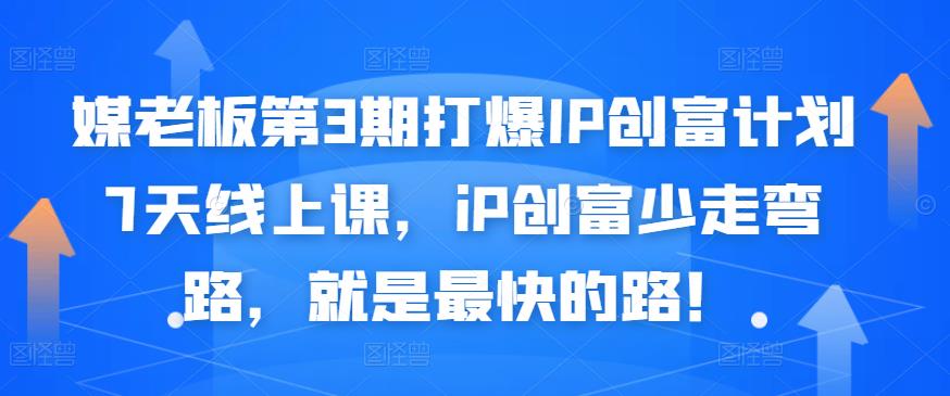 媒老板第3期打爆IP创富计划7天线上课，iP创富少走弯路，就是最快的路！-沐风资源库