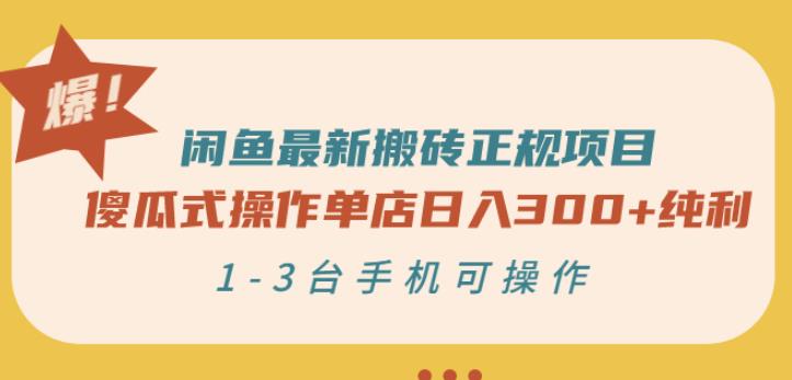闲鱼最新搬砖正规项目：傻瓜式操作单店日入300+纯利，1-3台手机可操作-沐风资源库