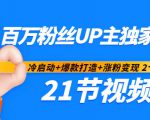 百万粉丝UP主独家秘诀：冷启动+爆款打造+涨粉变现2个月12W粉（21节视频课)-沐风资源库