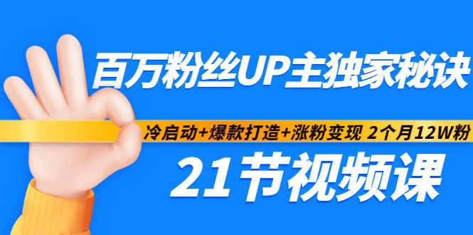 百万粉丝UP主独家秘诀：冷启动+爆款打造+涨粉变现2个月12W粉（21节视频课)-沐风资源库