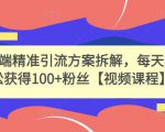 高端精准引流方案拆解，每天轻松获得100+粉丝【视频课程】-沐风资源库
