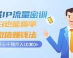 私域IP流量密训：小白也能爆单的微信赚钱法，从月薪三千到月入10000+-沐风资源库