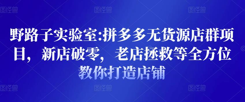 野路子实验室:拼多多无货源店群项目，新店破零，老店拯救等全方位教你打造店铺-沐风资源库