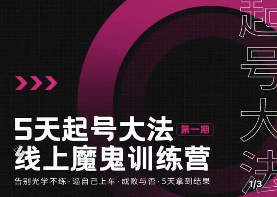大播·五天起号魔鬼训练营，告别光学不练，逼自己上车，成败与否，5天拿到结果-沐风资源库