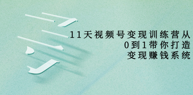 11天视频号变现训练营，从0到1打造变现赚钱系统（价值398元）-沐风资源库