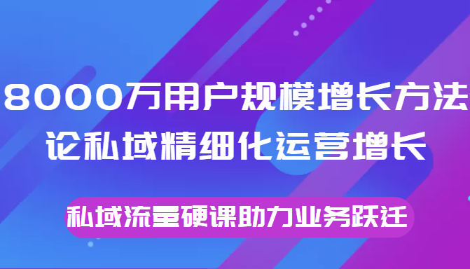 8000万用户规模增长方法论私域精细化运营增长，私域流量硬课助力业务跃迁-沐风资源库