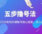 五步撸号法，掌握百万分析的抖课账号核心技能，从逻辑到实操-沐风资源库