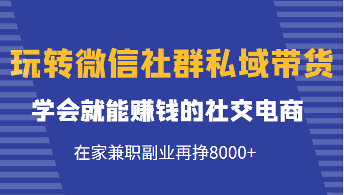 玩转微信社群私域带货，学会就能赚钱的社交电商，在家兼职副业再挣8000+-沐风资源库