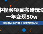 中视频项目搬砖玩法，一年变现50w，目前看过的的最干货中视频玩法-沐风资源库