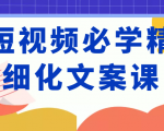 短视频必学精细化文案课，提升你的内容创作能力、升级迭代能力和变现力（价值333元）-沐风资源库