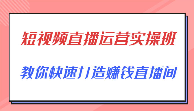 短视频直播运营实操班，直播带货精细化运营实操，教你快速打造赚钱直播间-沐风资源库