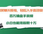 搞笑聊天账号，轻松入手高效变现，百万操盘手亲授，小白也能涨粉数十万-沐风资源库
