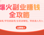爆火副业赚钱全攻略：实打实演练/学完就能用/全渠道赚钱，带普通人月入３万元-沐风资源库