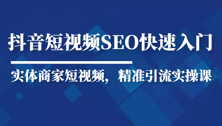 抖音短视频Seo搜索排名优化新手快速入门教程，实体商家短视频，精准引流实操课-沐风资源库