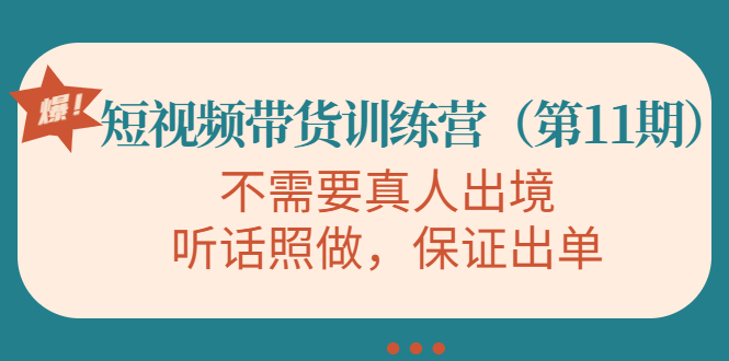视频带货训练营，不需要真人出境，听话照做，保证出单（第11期）-沐风资源库