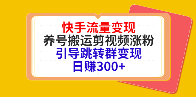 快手流量变现，养号搬运剪视频涨粉，引导跳转群变现日赚300+-沐风资源库