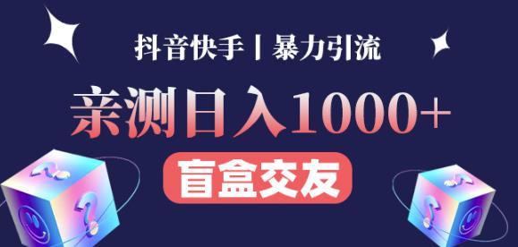 日收益1000+的交友盲盒副业丨有手就行的抖音快手暴力引流-沐风资源库